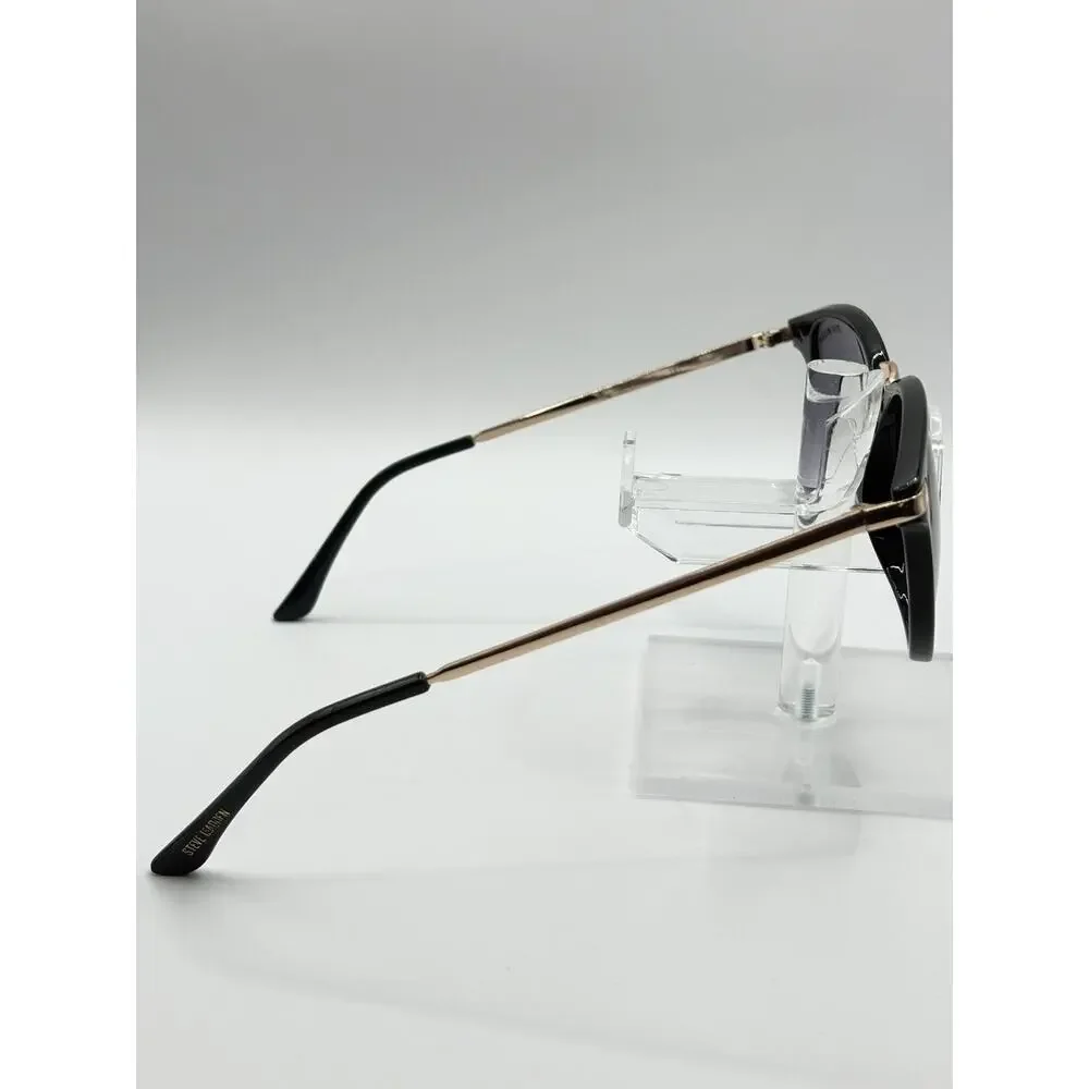 Steve Madden Round Sunglasses Black Gold Gradient Women